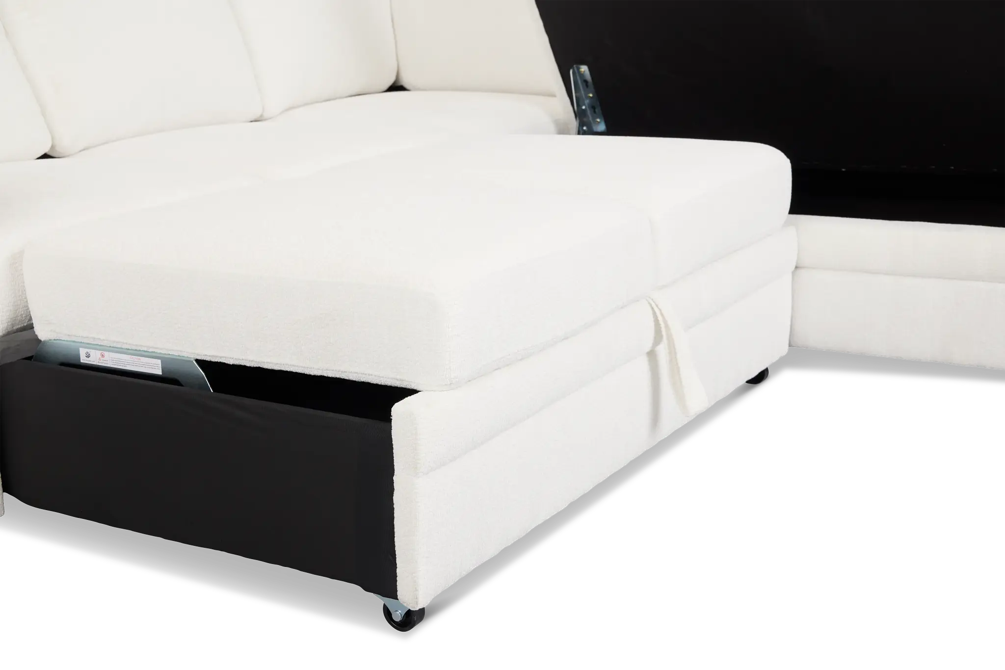 Everly White Fabric Small 2-arm Left Sleeper Storage Sectional Everly White Fabric Small 2-arm Left Sleeper Storage Sectional