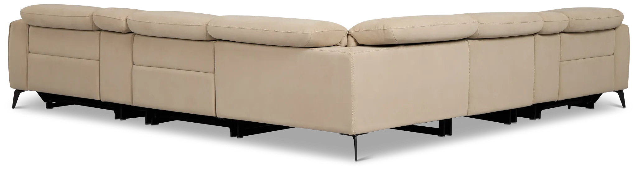 Reyna Beige Micro Large Triple Power Reclining Two-arm Sectional