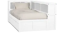 Charleston White Corner Bookcase Bed With 2 Storage Drawers
