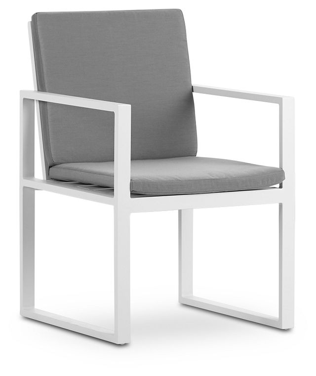 Linear White Dark Gray Aluminum Arm Chair