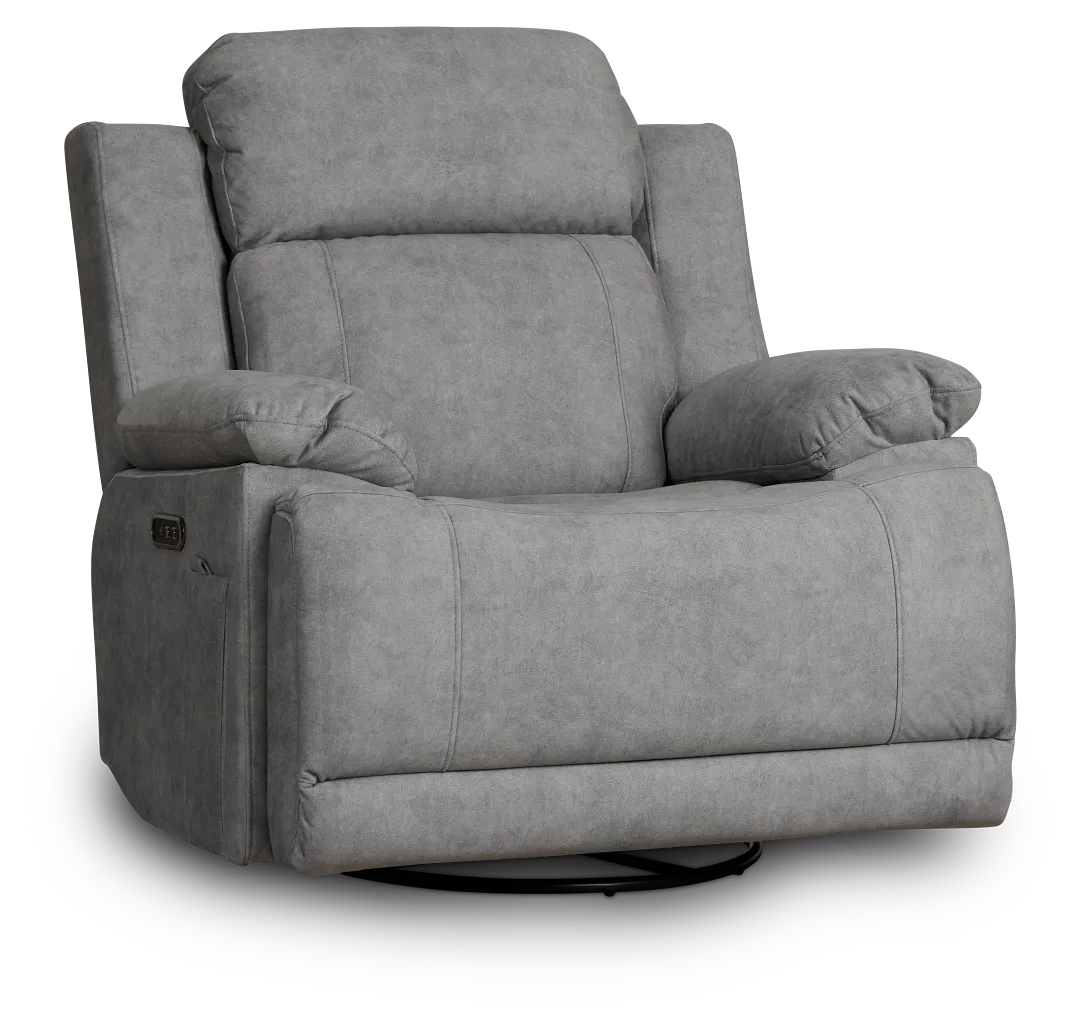Benson Gray Micro Power Swivel Glider Recliner