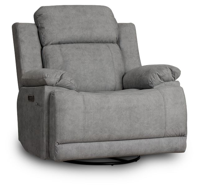 Benson Gray Micro Power Swivel Glider Recliner