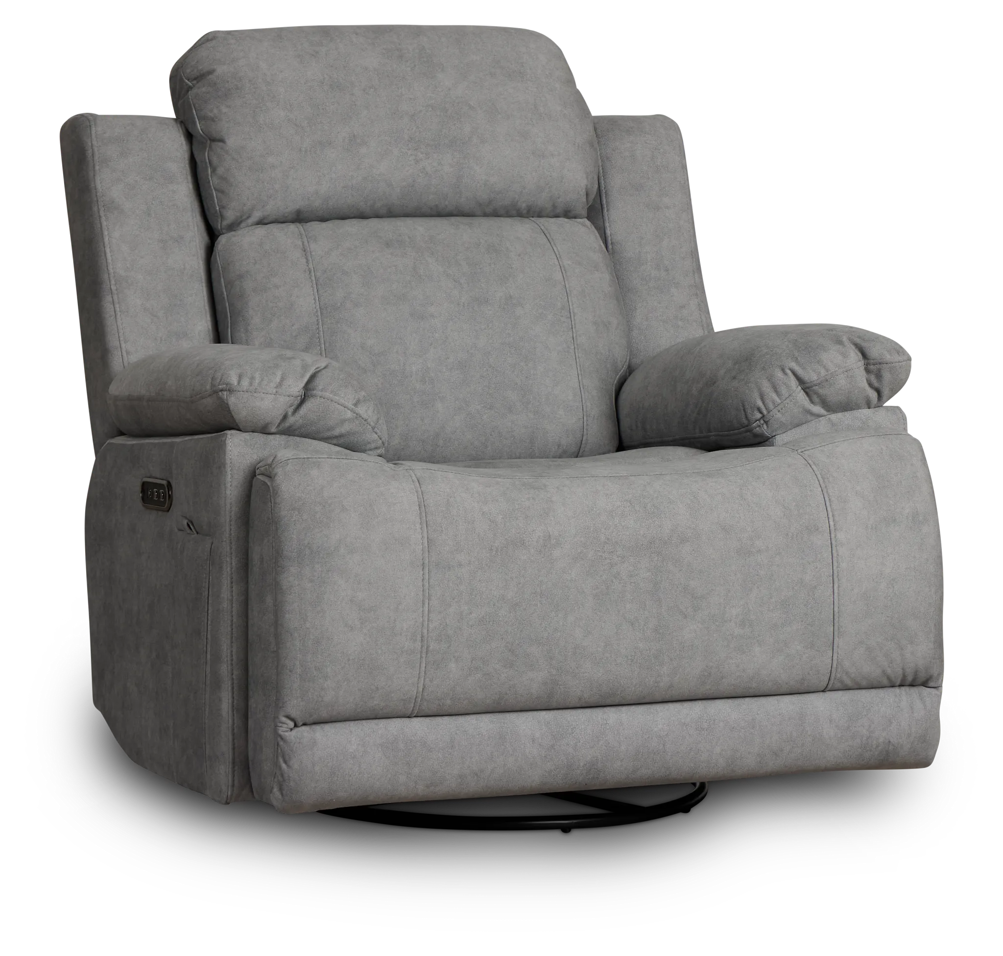 Benson Gray Micro Power Swivel Glider Recliner