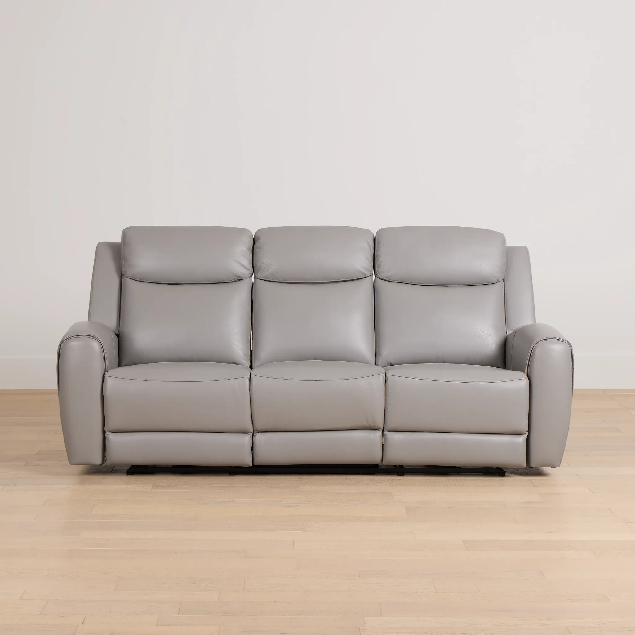 Walker Light Gray Lthr/vinyl Power Reclining Sofa W/ Power Headrest