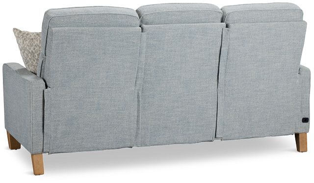 Bayside Light Blue Fabric Power Reclining Sofa