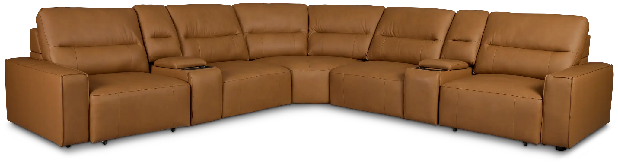 Rudy Brown Lthr/vinyl Large Dual Power 2 Arm Extension Chaise Sectional Rudy Brown Lthr/vinyl Large Dual Power 2 Arm Extension Chaise Sectional