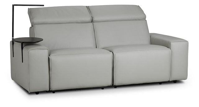 Carmelo Gray Leather Power Reclining Sofa With Left Table (0)