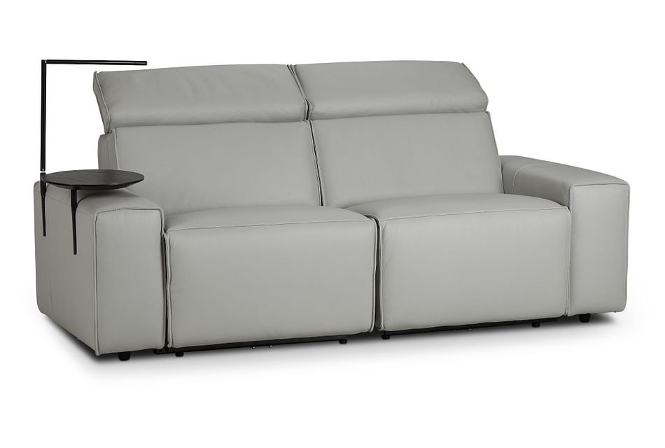 Carmelo GRAY LEATHER Power Reclining Sofa with Left Table, (3)