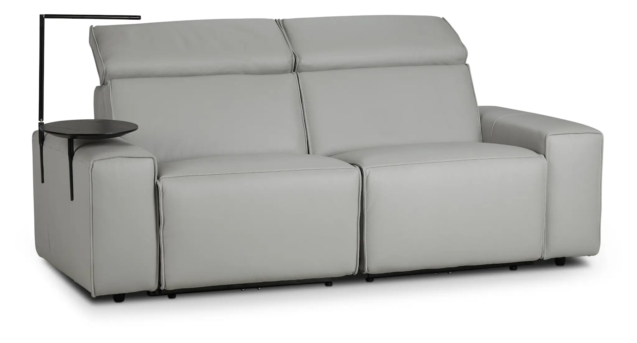 Carmelo Gray Leather Power Reclining Sofa With Left Table Carmelo Gray Leather Power Reclining Sofa With Left Table