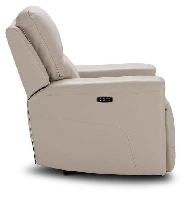 Porto Beige Lthr/vinyl Power Recliner With Power Headrest