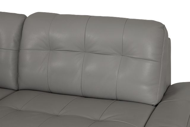 Rowan Gray Leather U-shaped Sectional W/ Right Bumper