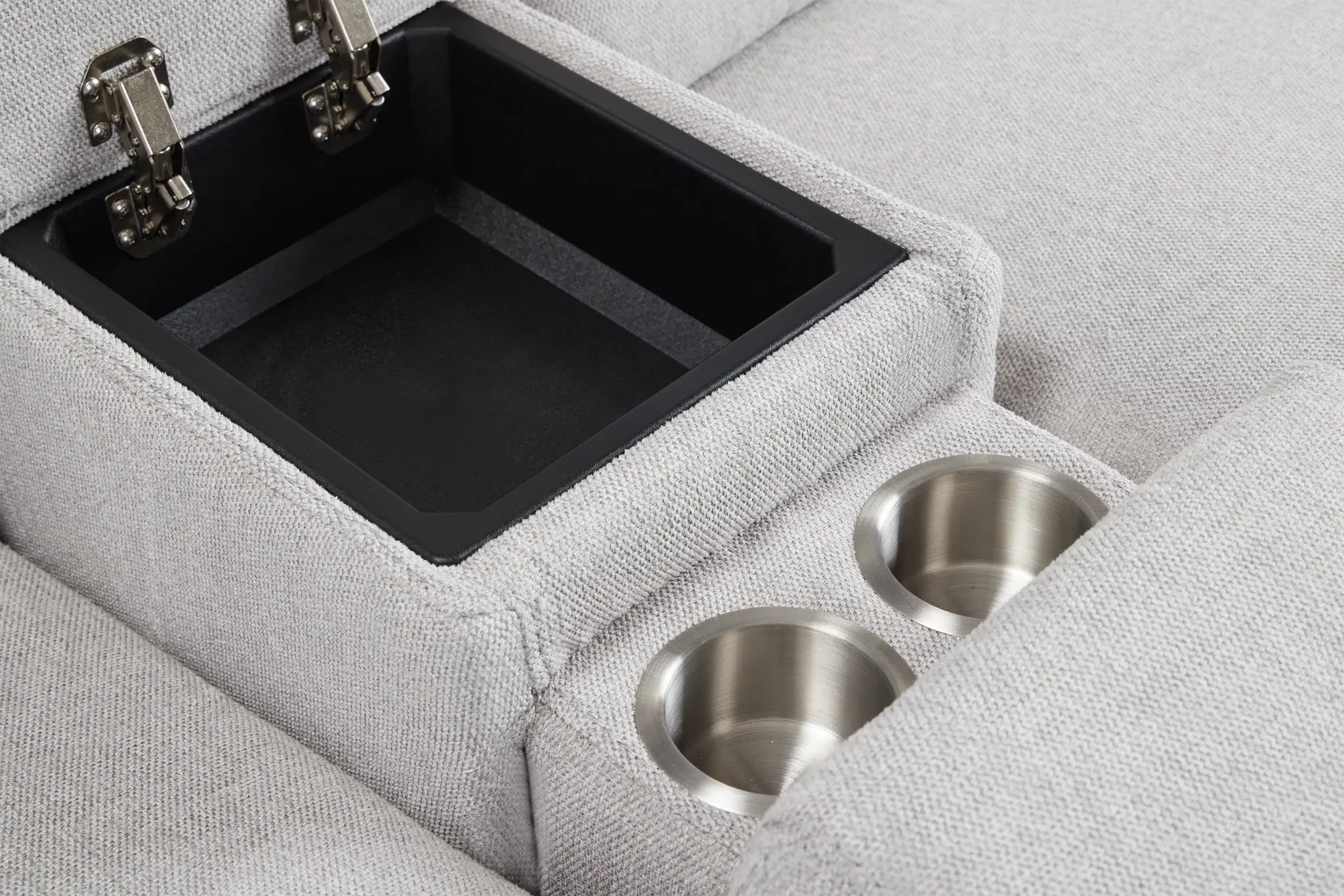 Callum Light Gray Fabric Large Triple Power Reclining Two-arm Sectional Callum Light Gray Fabric Large Triple Power Reclining Two-arm Sectional