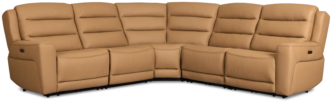 Wilder Brown Leather Small Dual Power Reclining Two-arm Sectional