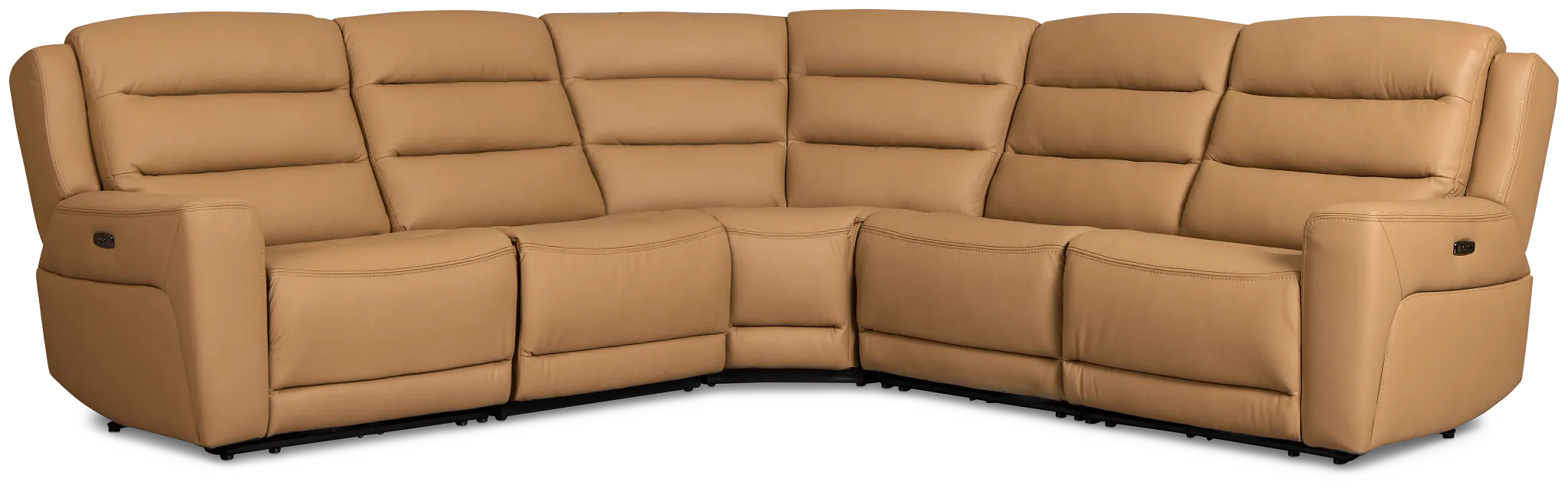 Wilder Brown Leather Small Dual Power Reclining Two-arm Sectional