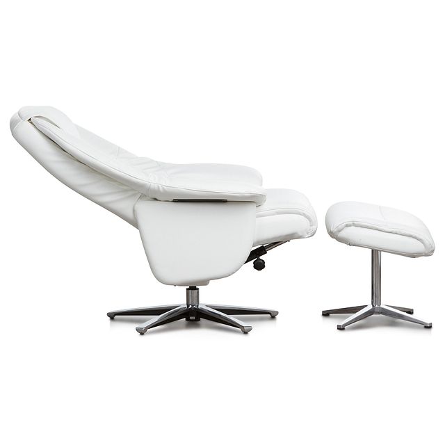 Jones White Micro Recliner & Ottoman