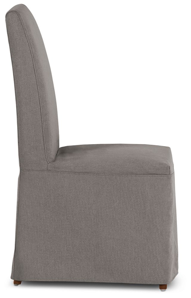 Harbor Dark Gray Long Slipcover Chair With Medium-tone Leg