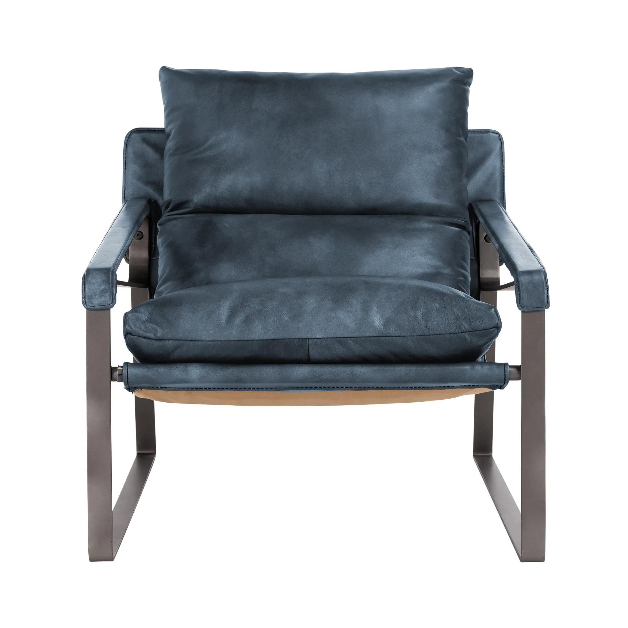 Times Blue Leather Accent Chair