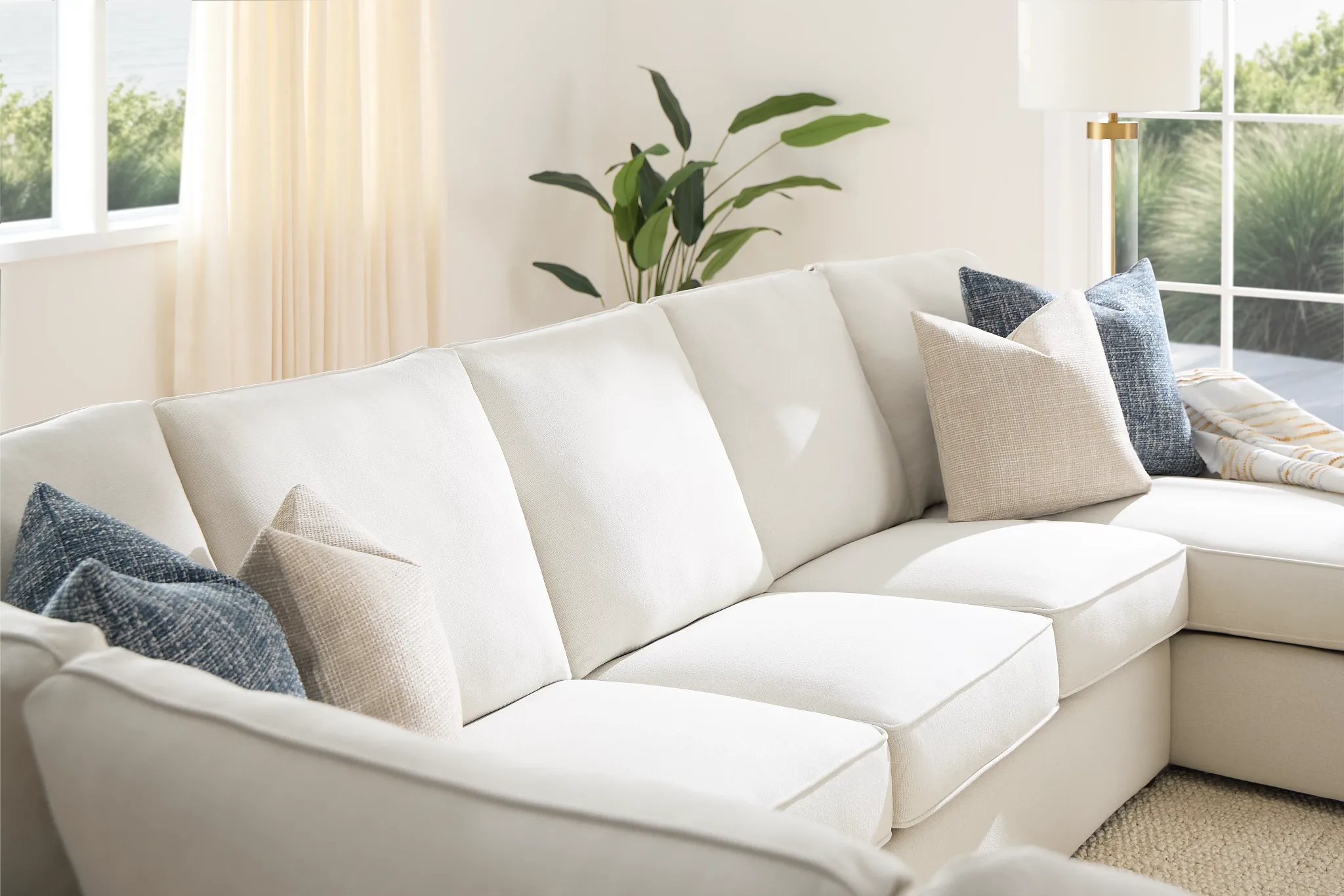 Tate Light Beige Fabric Medium Right Chaise Sectional