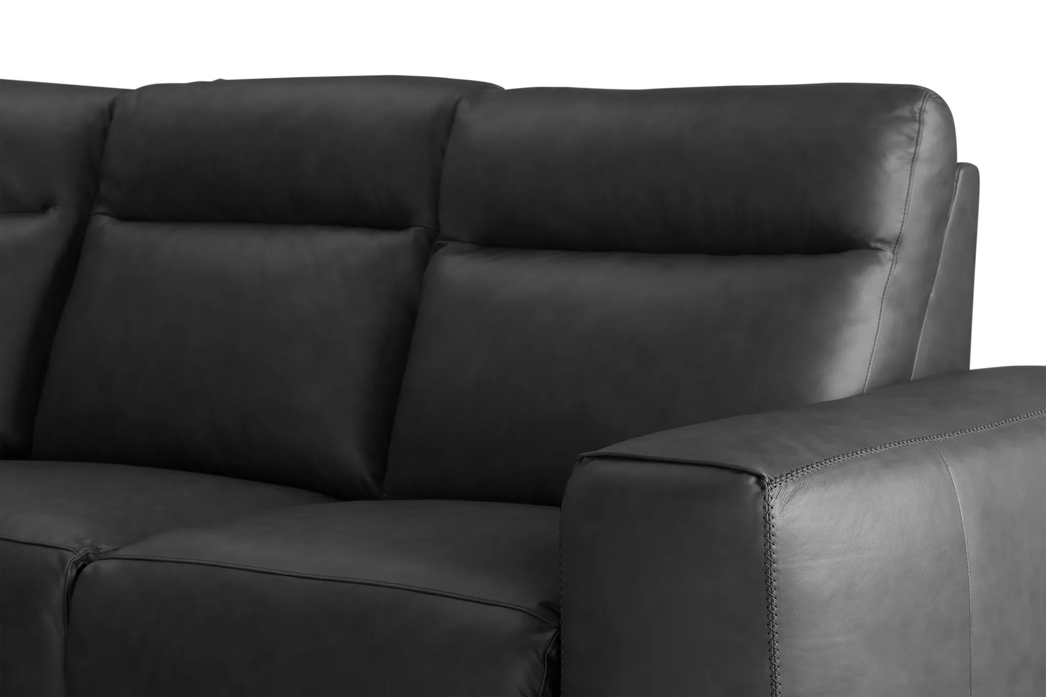 Elba Dark Gray Leather Medium Dual Power Left Chaise Sectional