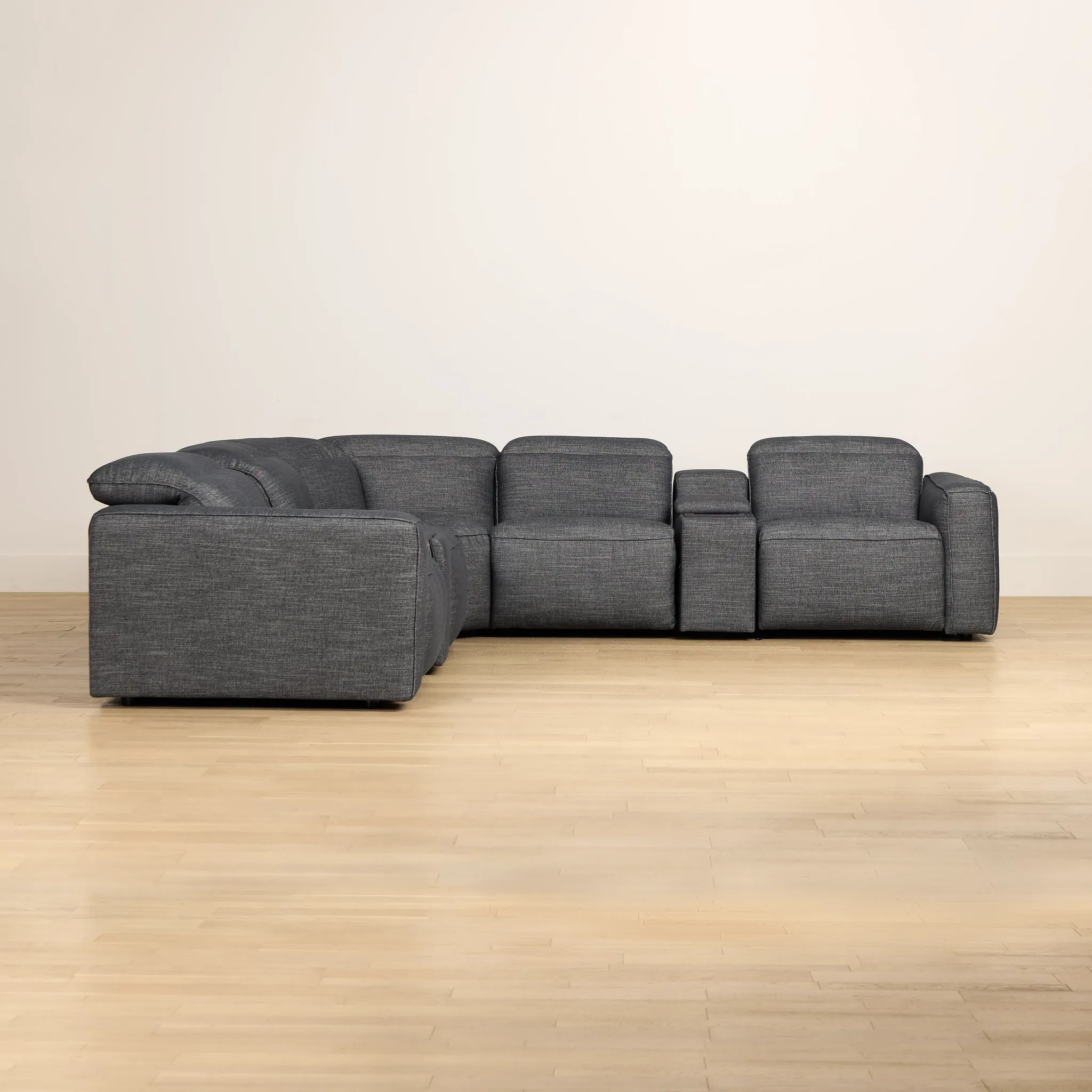 Ryland Dark Gray Fabric Large Triple Power Reclining Two-arm Sectional