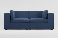 Destin Revenue Dark Blue Fabric 2-piece Modular Sofa