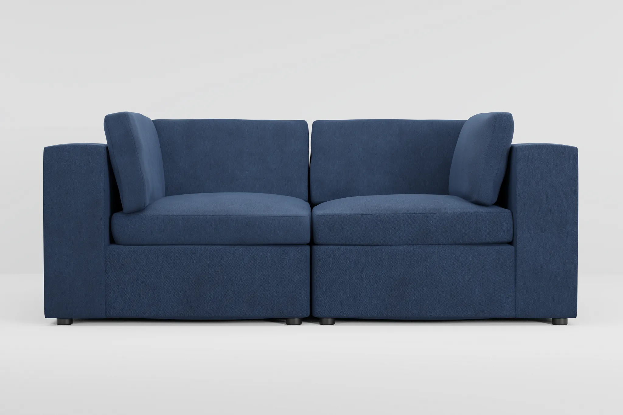Destin Revenue Dark Blue Fabric 2-piece Modular Sofa