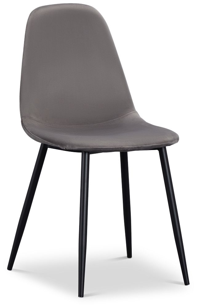 Havana Light Gray Velvet Upholstered Side Chair W/ Black Legs