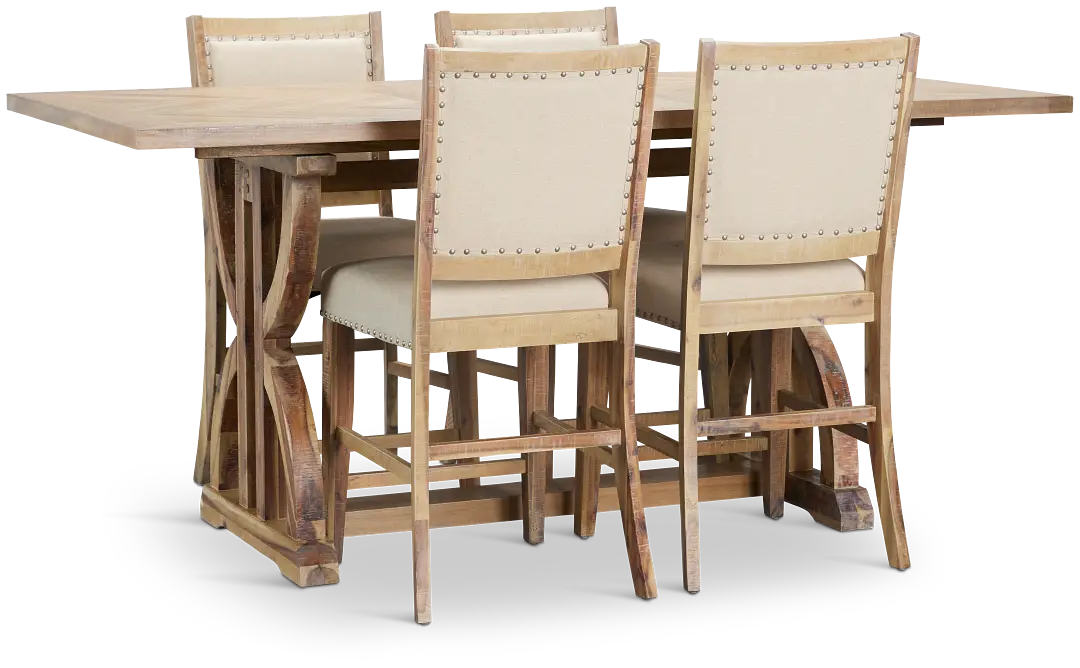 Joplin Light Tone Extension High Table & 4 Upholstered Barstools Joplin Light Tone Extension High Table & 4 Upholstered Barstools