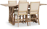 Joplin Light Tone Extension High Table & 4 Upholstered Barstools