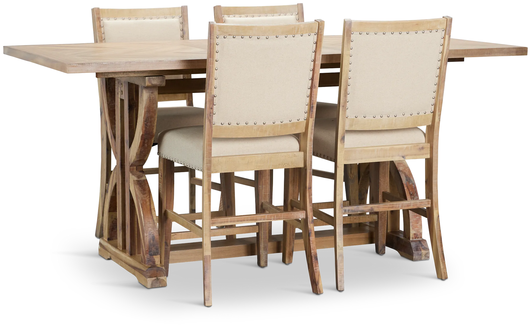 Joplin Light Tone Extension High Table & 4 Upholstered Barstools