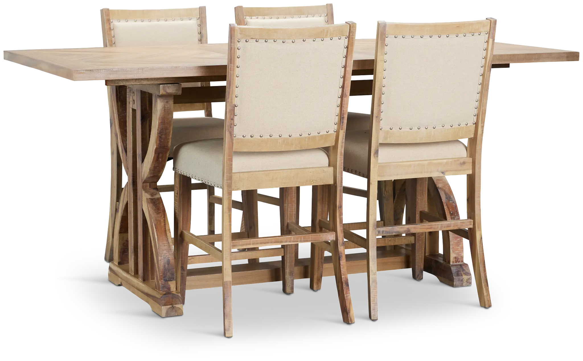 Joplin Light Tone Extension High Table & 4 Upholstered Barstools Joplin Light Tone Extension High Table & 4 Upholstered Barstools