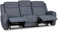 Walker Blue Fabric Reclining Sofa