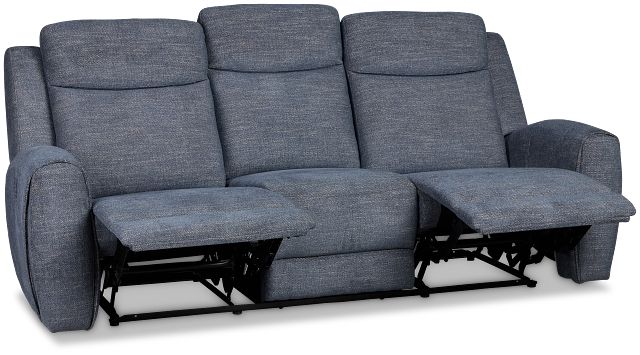 Walker Blue Fabric Reclining Sofa