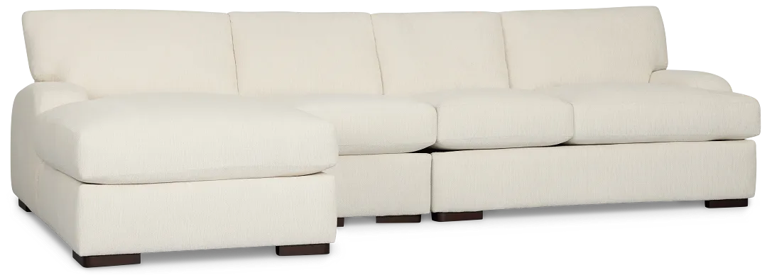 Alpha White Fabric Small Left Chaise Sectional