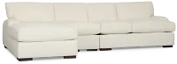 Alpha White Fabric Small Left Chaise Sectional