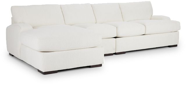 Alpha White Fabric Small Left Chaise Sectional (1)
