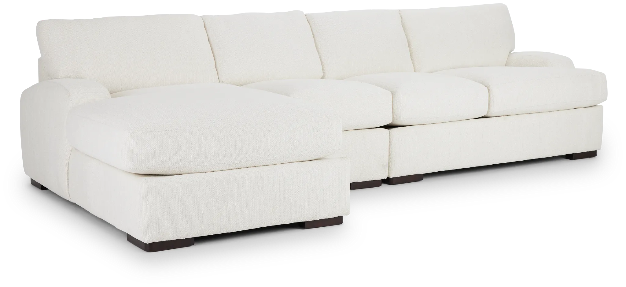 Alpha White Fabric Small Left Chaise Sectional