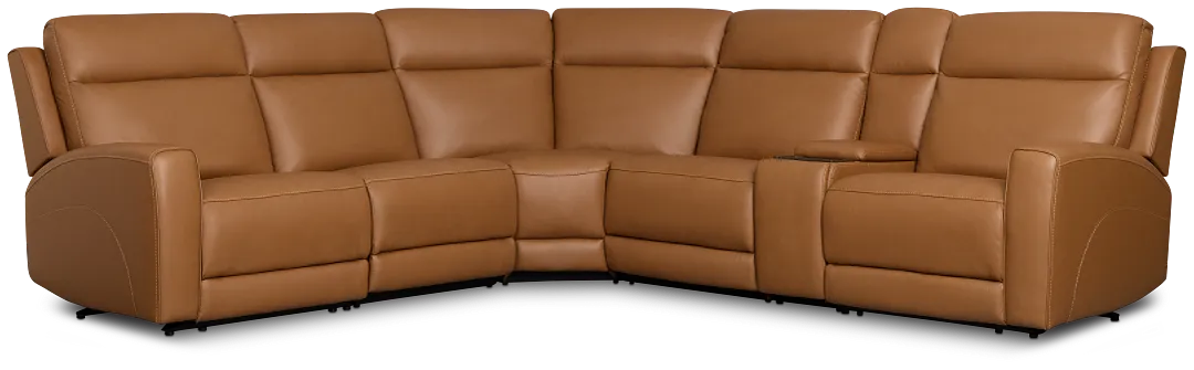Flexsteel Belmont Medium Brown Lthr/vinyl Medium Dual Power 2-arm Reclining Sectional