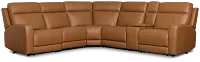 Flexsteel Belmont Medium Brown Lthr/vinyl Medium Dual Power 2-arm Reclining Sectional