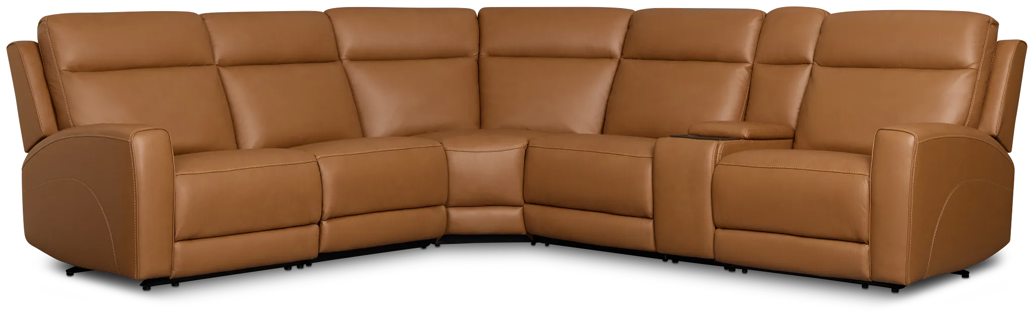 Flexsteel Belmont Medium Brown Lthr/vinyl Medium Dual Power 2-arm Reclining Sectional