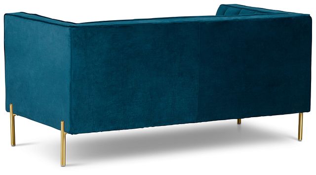 Bella Dark Blue Velvet Loveseat