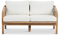 Laguna Light Tone Loveseat With White Cushions