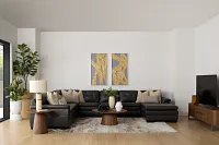 Braden Dark Gray Leather Large Right Chaise Sectional