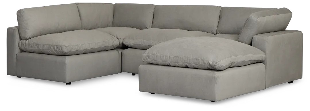 Grant Light Gray Fabric 5pc Bumper Sectional