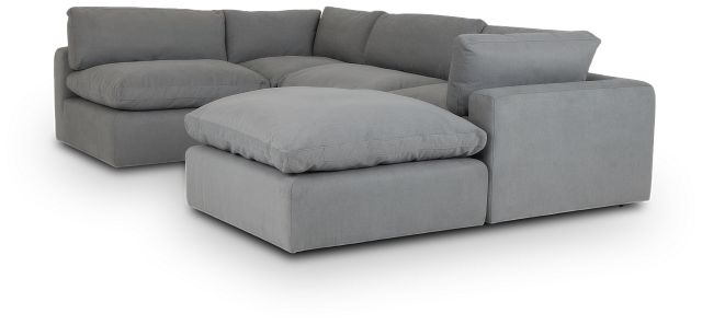 Grant Light Gray Fabric 5pc Bumper Sectional