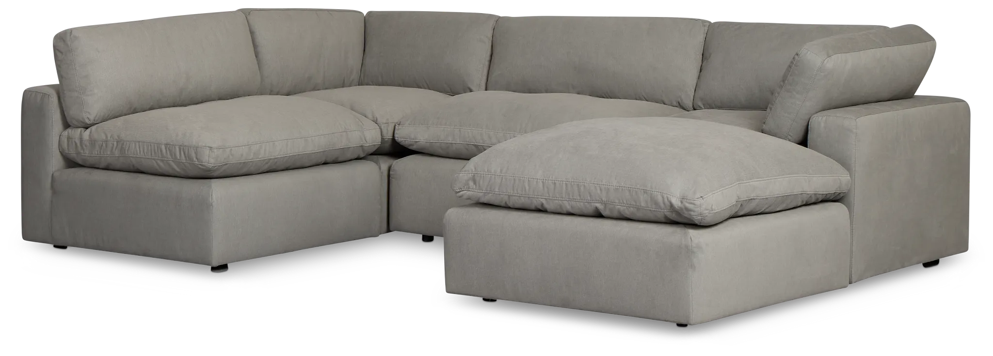 Grant Light Gray Fabric 5pc Bumper Sectional
