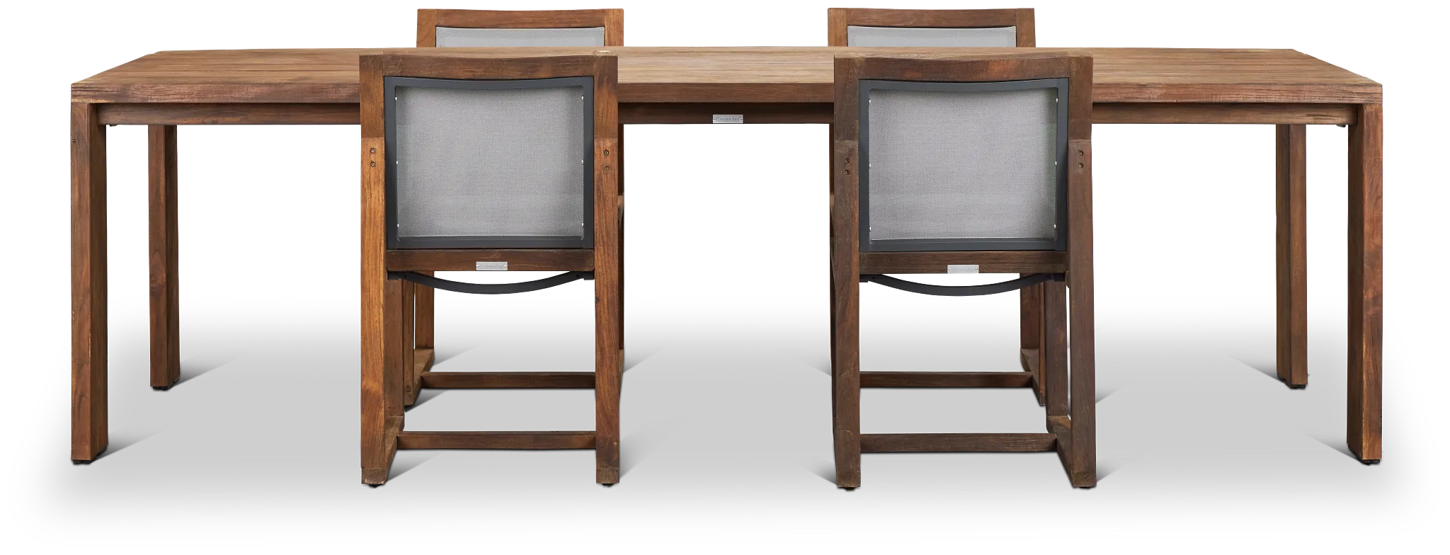 Linear Teak 102" Teak Table & 4 Teak Sling Side Chairs