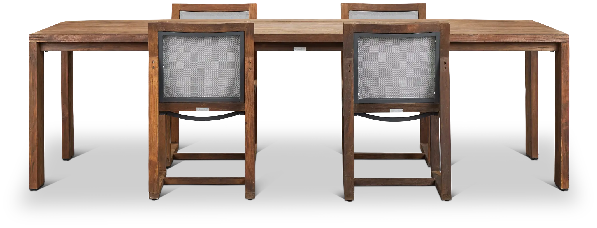 Linear Teak 102" Teak Table & 4 Teak Sling Side Chairs Linear Teak 102" Teak Table & 4 Teak Sling Side Chairs