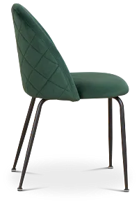 Capri Dark Green Velvet Upholstered Side Chair W/ Black Legs