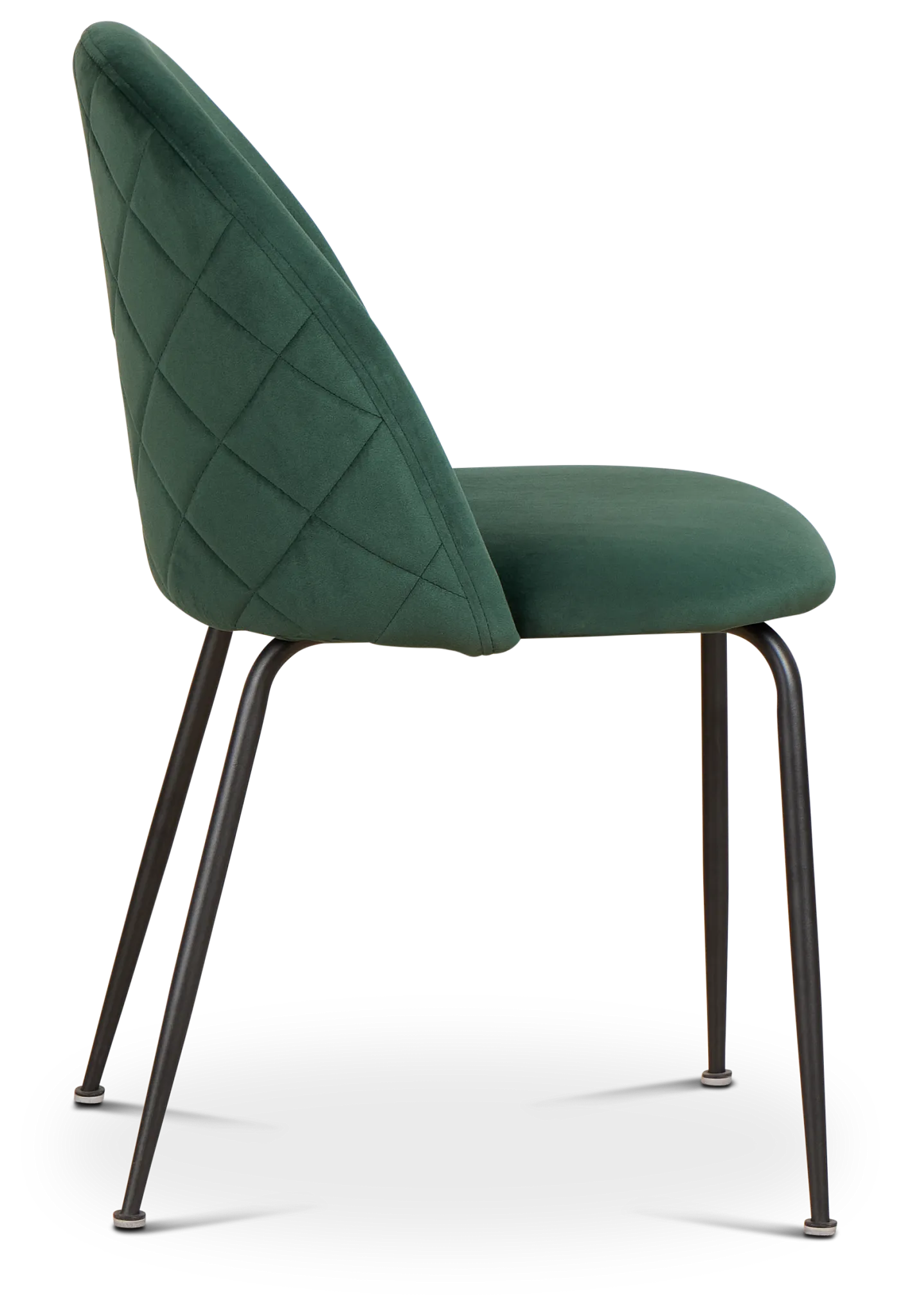 Capri Dark Green Velvet Upholstered Side Chair W/ Black Legs